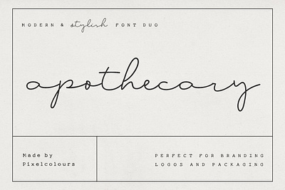 Apothecary Script Font Duo apothecary apothecary script apothecary script font duo botanical botanical elements botanical font editorial design feminine feminine font flowing font flowy script font and logos label design logo packaging design packaging font romantic font script font thin font