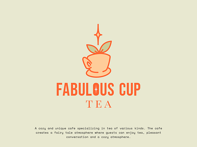 Logo for Fabulous Cup branding cafe cream cup design fabulous green leaves logo orange star tea