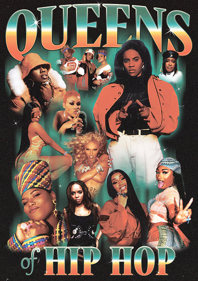 Bootleg Vintage Rapper Tee - Queens of Hip Hop 90s bootleg female graphic design hip hop poster queens rapper t shirt vintage women
