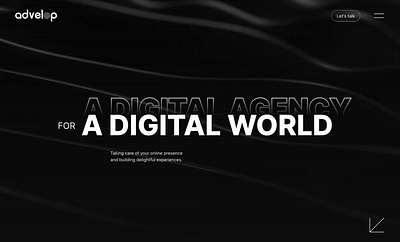 Advelop Digital Agency agency dark scroll animation web design