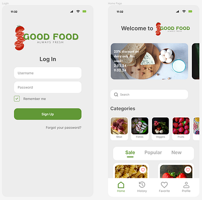 Good Food App app foodapp graphic design mobile ui