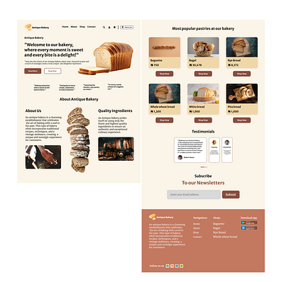 Antique Bakery UI Landing page design bakery bread landingpage ui uidesign uiux ux uxdesign webdesign