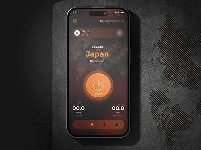 VPN screen for IOS UI figma human interface ios japan mobile mockup orange ui vpn vpn ios vpn screen