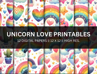 Cute Unicorn Seamless Digital Paper - Cute Unicorn Background kids patterns love papers pattern inspiration patterns printables unicorn unicorn designs