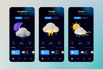 Weather app design 3d illustration clean ui search uiux uiux design weather app weather forecast