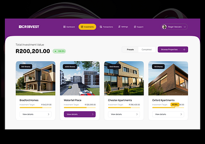 Real Estate - Investment Screen dashboard investment mobile app portfolio real estate ui ux