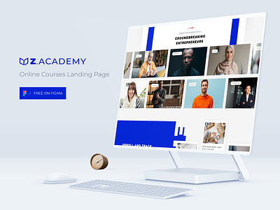Z.Academy (FREE landing page) academy desktop e learning education free freebie landing page template uiux web design