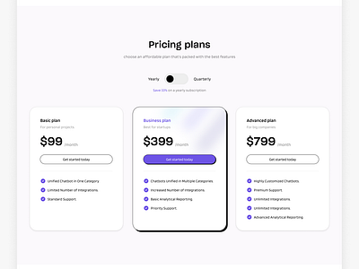 Pricing Section - AIBridge landing page pricing ui ux webdesign