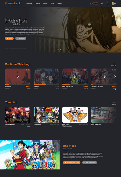 Crunchyroll redesign ui