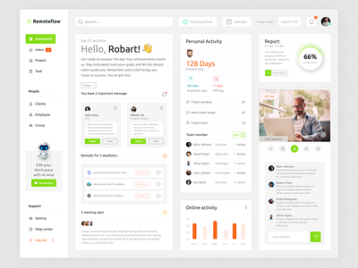 Remoteflow - Remote Work SaaS Dashboard 2024 app design branding colorful dashboard digital fizur fizur rahman fizur rahman fahim graphic design illustration logo project collaboration remote work saas dashboard saas design task tracking trend ui ux