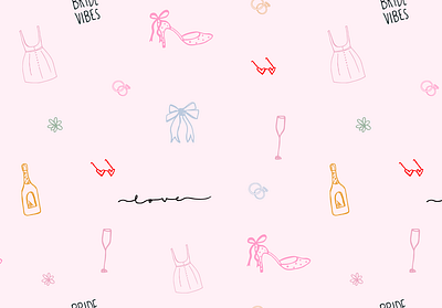 bride vibes illustrations & wrapping paper brand design brand identity branding branding inspo bridal illustrations bridal shower bride design graphic design illustration illustration inspo illustrations logo pattern design pattern designer wrapping paper