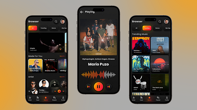 Music Player App app application dark design mobile mobile app mobile design music music player ui uiux web design