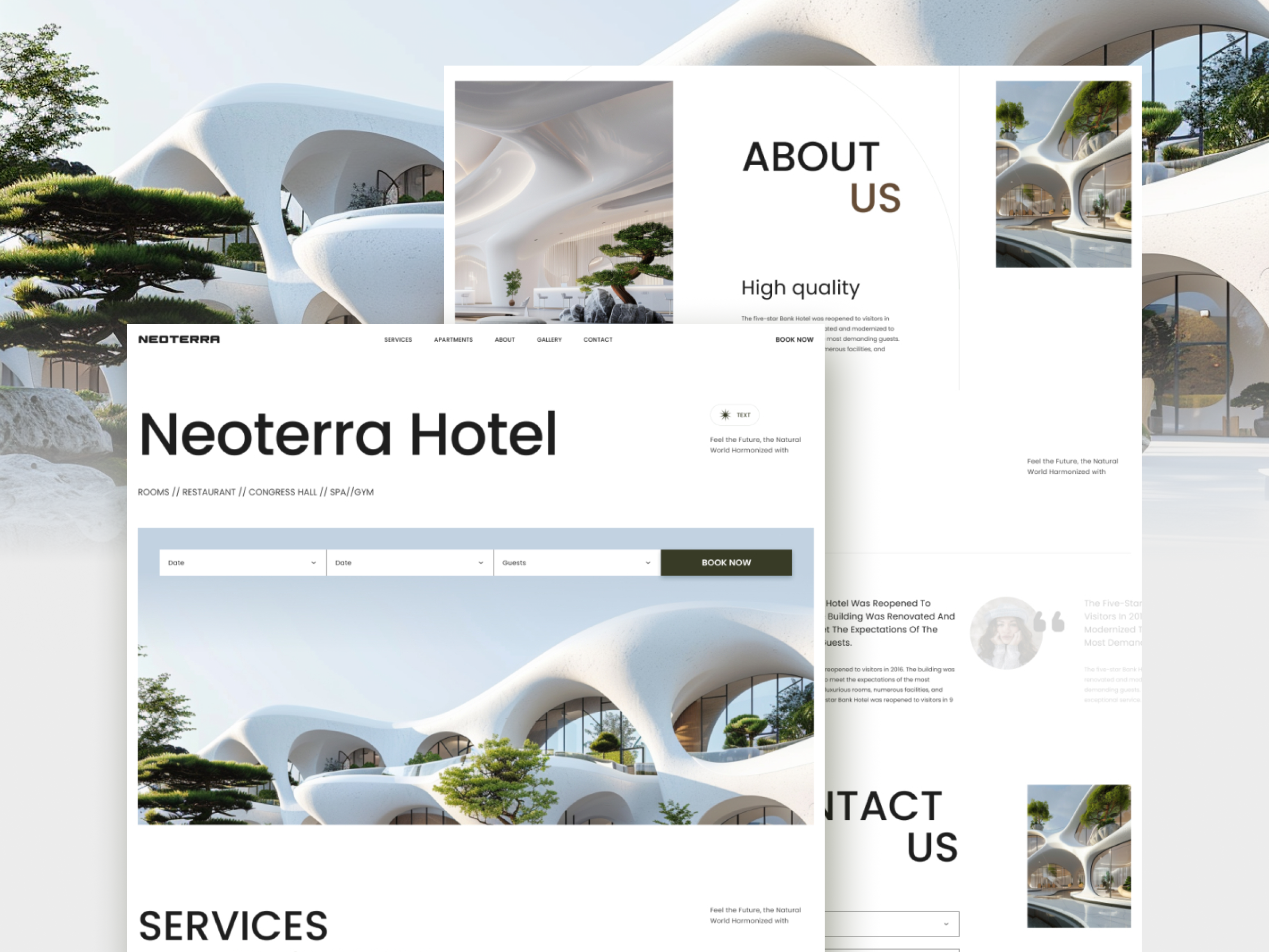 Modern Website Design for Hotel ai figma midjourney ui