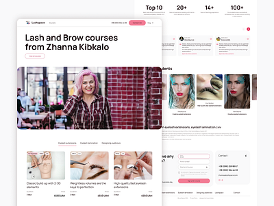 Lash & Brow courses website design color design figma photoshop ui ui design