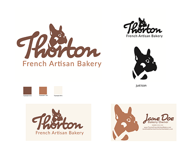 French Artisan Bakery Logo bakery branding buisness card dog food french french bulldog graphic design logo mascot mascot logo vector