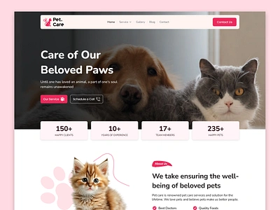 Pet Care Website Design branding design graphic design grooming grooming web design grooming website landing page minimal pet care pet care web design pet care website ui ux web design website design