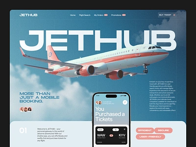 ✈️JETHUB - Effortless Flight Booking app booking creative desktop fly free freedom hub jet mobile mobile app mobilebooking modern design simpleflightbooking sky tickets ui uiux web3.0 webdesign