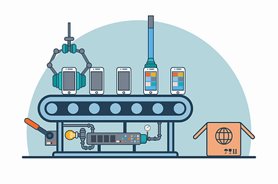 Tech Tango: Smartphone Assembly Line 2d animation animation motion graphics