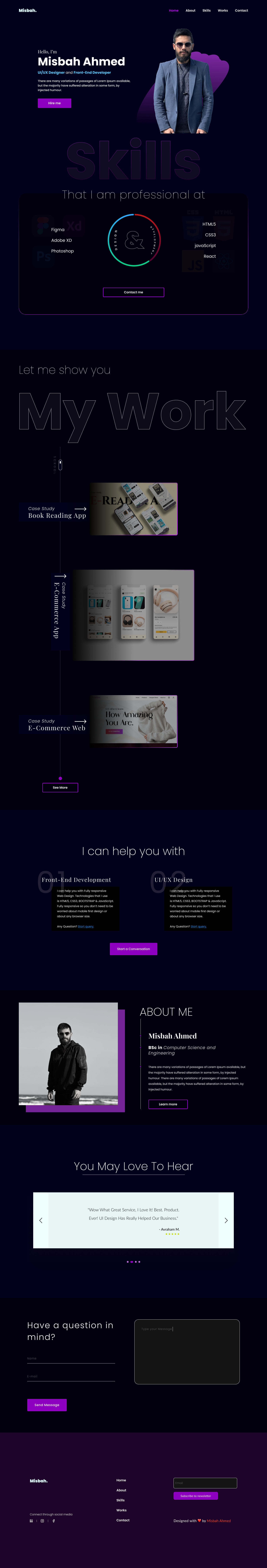 Portfolio Landing Page design. Let me know your thoughts. adobe xd branding design graphic design landing page landing page design product design recent ui design ui ui design user interface visual design