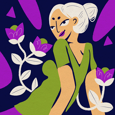 Blues design editorial female flowers illustration illustrator minimal