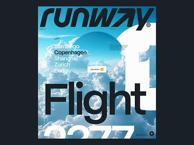 Runway Art Direction ai animation art direction branding finance fintech flight runway typography ui design visual design yellow