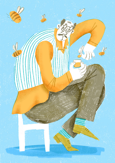 Beekeeper character design illustration procreate