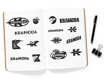 Kramoda - Logo Ideas branding brandmark coffee font desgn graphic designer komodo dragon kramoda lettering lizard logo logo design logodesign monogram process signage sketches type design typography