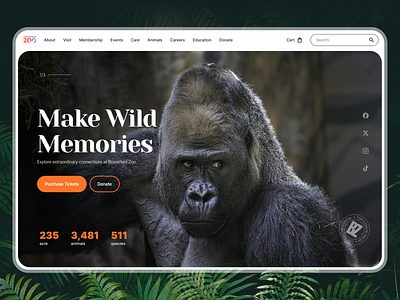 Brookfield Zoo | Landing Page Concept animal animals branding gorilla landing page ui ux website zoo