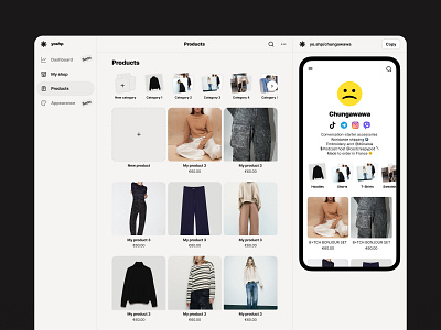 Products categories desktop preview product design sidebar