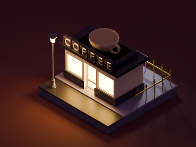3D Simple, Mini Coffee Shop 3d blender coffee graphic design illustration light shop