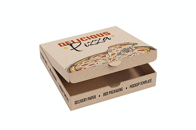 Pizza Box Wrapping Paper Mockup cardboard. mockup
