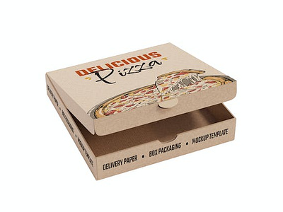 Pizza Box Wrapping Paper Mockup cardboard. mockup