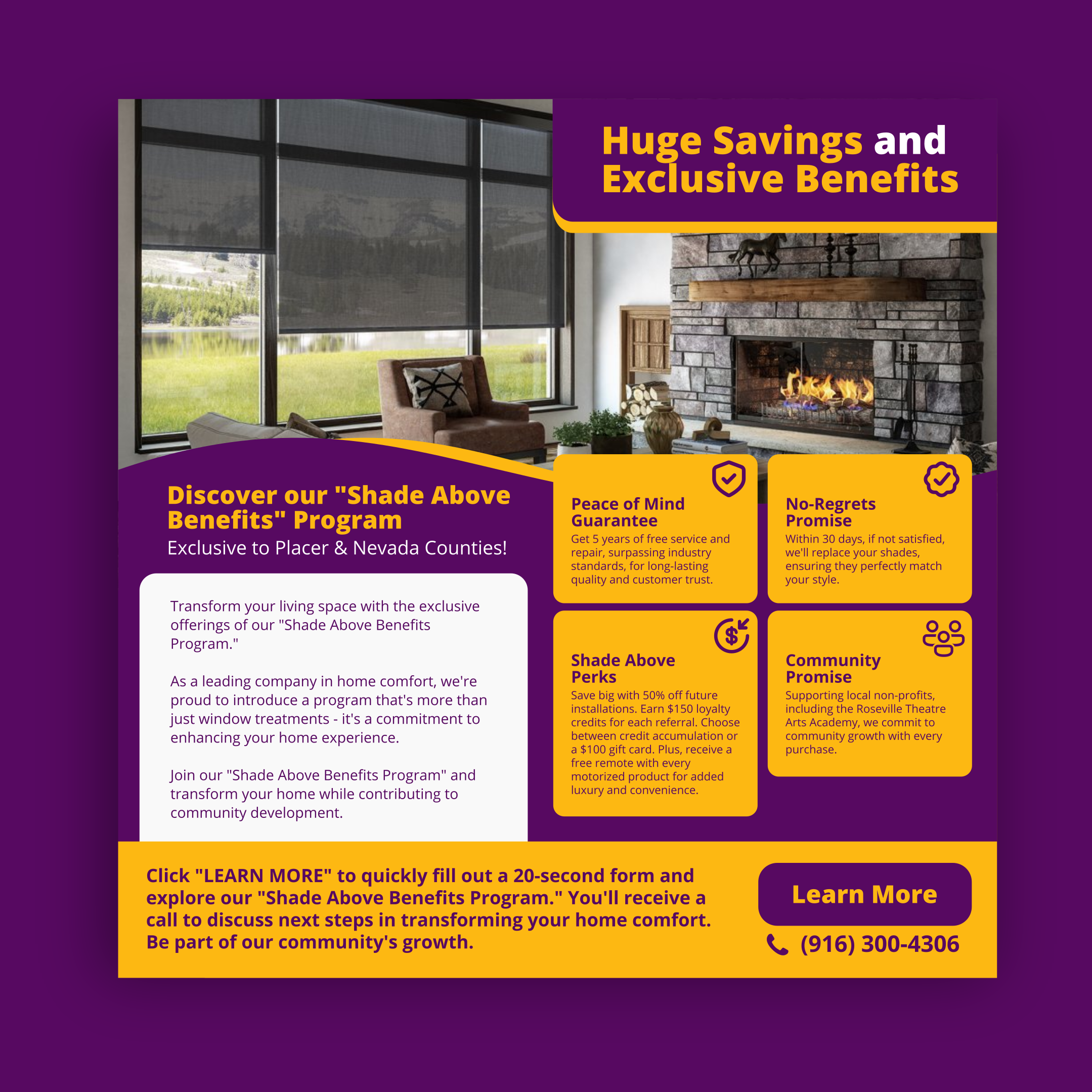 Ad Design for Made in the Shade Blinds & More ad ad design branding commission design freelance work graphic design graphic designer marketing vector