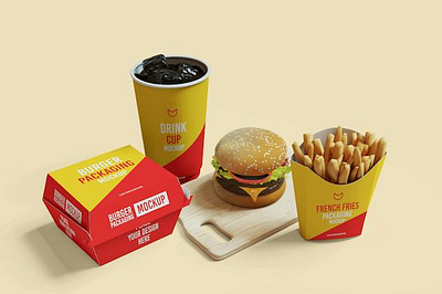 Burger Packaging Mockups fast food. mockup