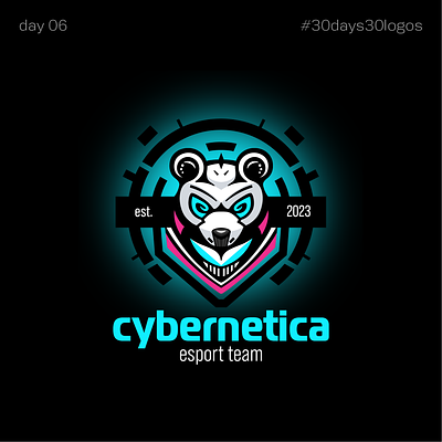 Cybernetica - esport team cybernetica esport game logo neon panda team vector