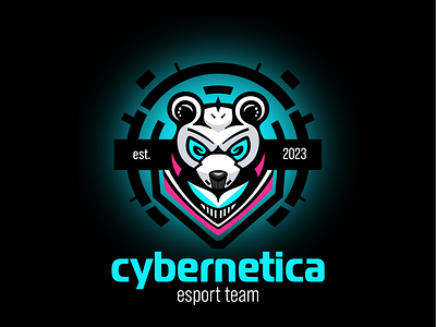 Cybernetica - esport team cybernetica esport game logo neon panda team vector