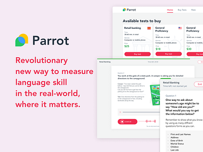 Parrot agile branding design thinking language test mobile saas ui ux web