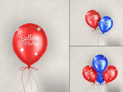 Floating Foil Balloon Mockup 3d floating balloons. mockup