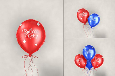 Floating Foil Balloon Mockup 3d floating balloons. mockup