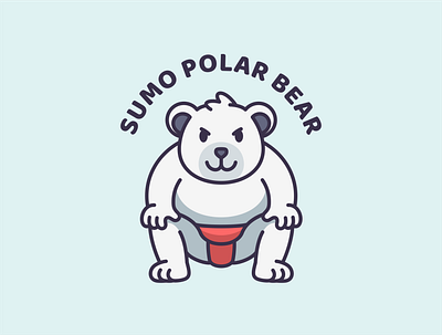 Sumo Polar Bear Illustration art bear cartoon character colorful cute design icon illustration mascot polar simple sumo