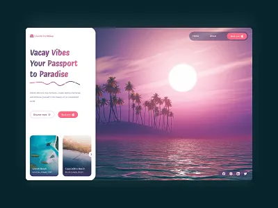 Wanderlust Wave - Hero Section airbnb branding clean design destination graphic design illustration inspiration island logo mobile pink pro product design ui ux water wave web website