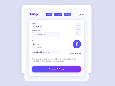 Swap Module 3d branding components crypto crypto swap design eth graphic design identity illustration logo mobile mobile app rewards swap token ui uiux design web design web3