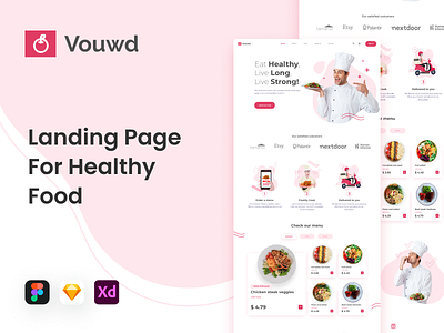 Vouwd - Landing Page for Healthy Food delivery food food delivery food ordering landing page responsive mobile responsive web restaurant ui design ux design web design website website template