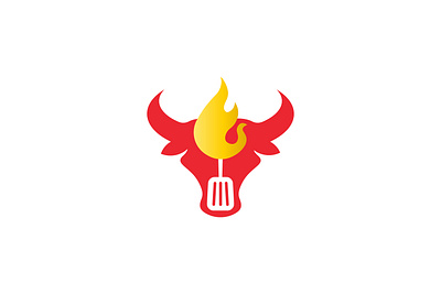 Bull Fire Logo branding design graphic design illustration logo simple stamp vector