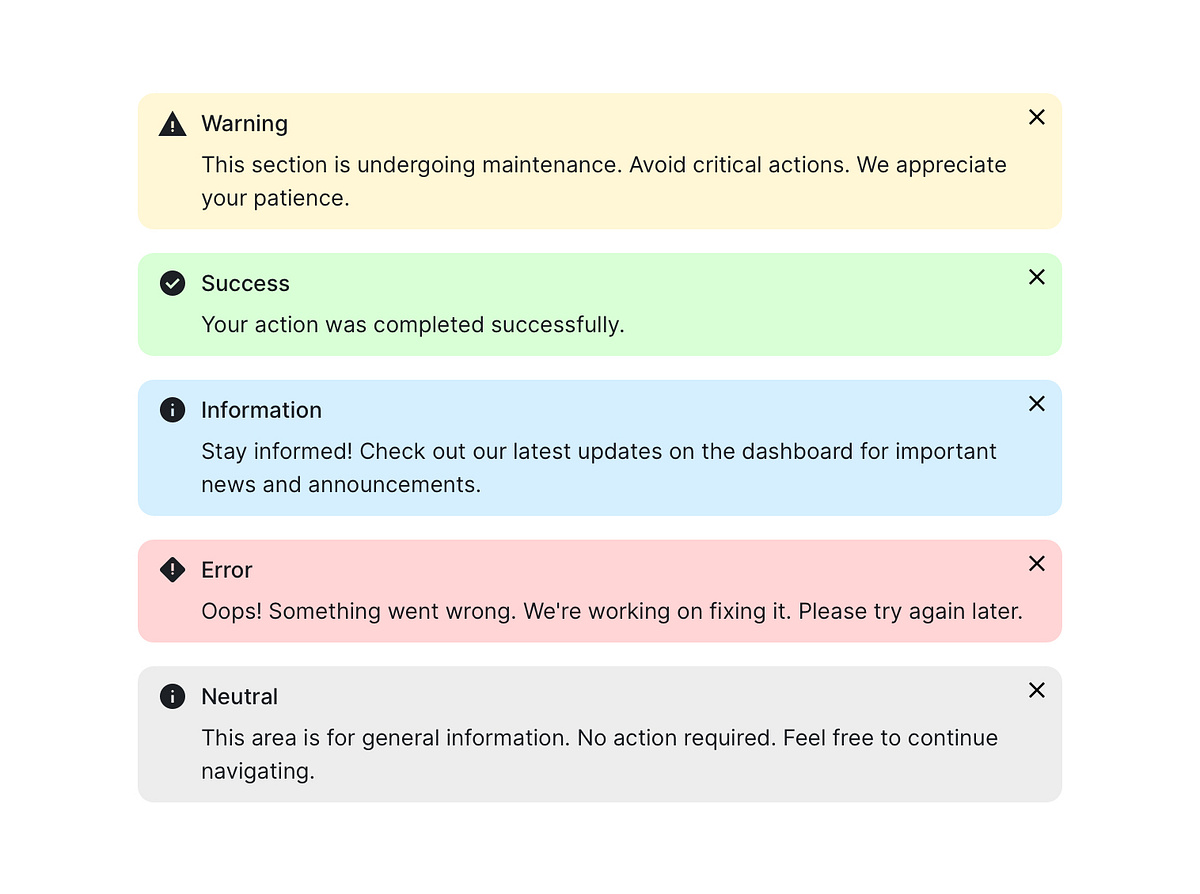 Alert Banners UI Component by Griffin on Dribbble