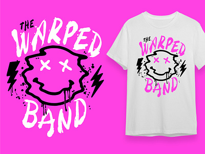 The Warped Band T-Shirt band distorted lightning bolts merch smiley tshirt warped