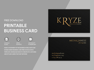 Double Sided Black Business Card Free Google Docs Template black black business card business business card card docs free google docs templates free template free template google docs google google docs photographer photographer business card photography photography business card template