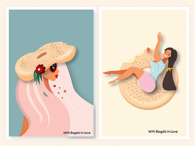 Postcards for a bagel shop design graphic design illustration postcard