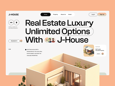 Property Website - JHouse 3d airbnb apartments building design hero section house property real estate residence ui user interface ux web design website