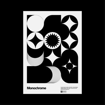 Monochrome - Abstract Geometrical Poster abstract black branding design geometric geometrical graphic graphic design graphic template illustration modern monochrome poster shapes vector wall art y2k